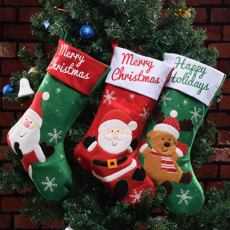 Green Santa design Christmas stocking from the three design range