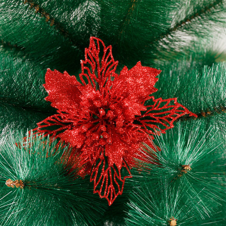 Gold glitter Christmas bloom with a hollow cut petal pattern