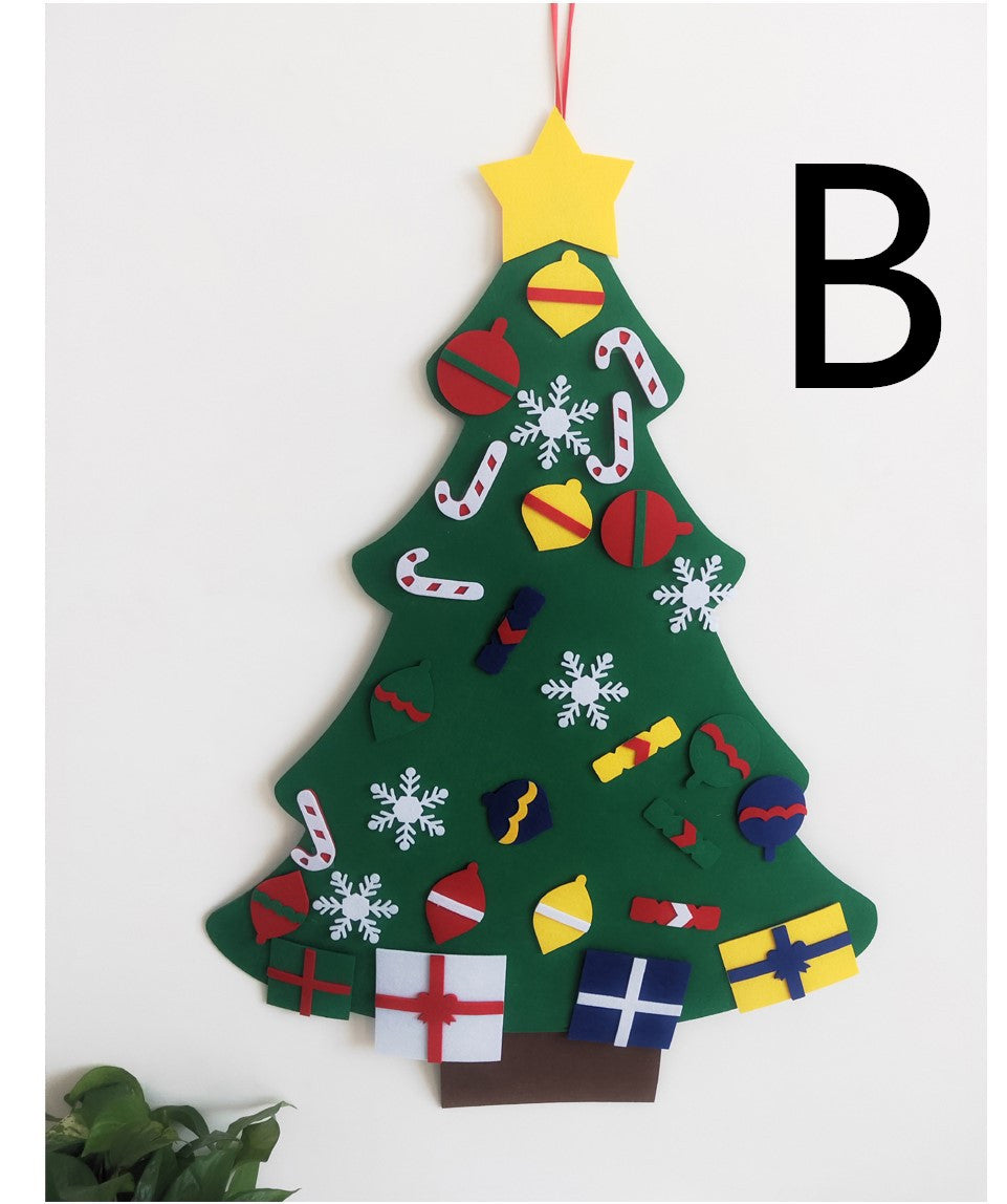 Multi layer felt tree built to hang rather than stand upright