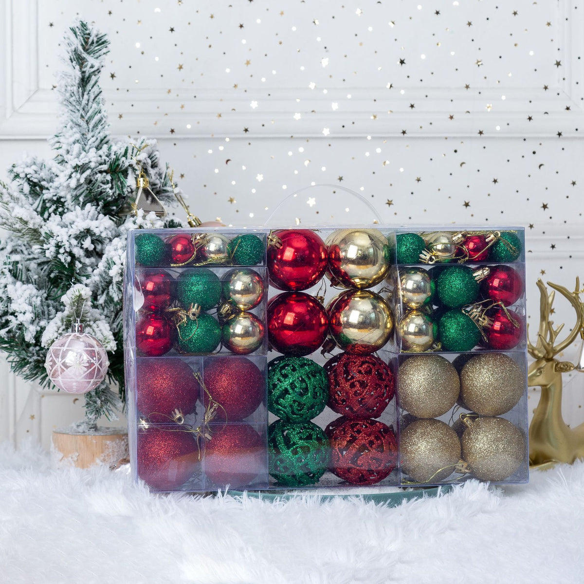 Deep red Christmas ball ornaments from the hundred piece PVC set