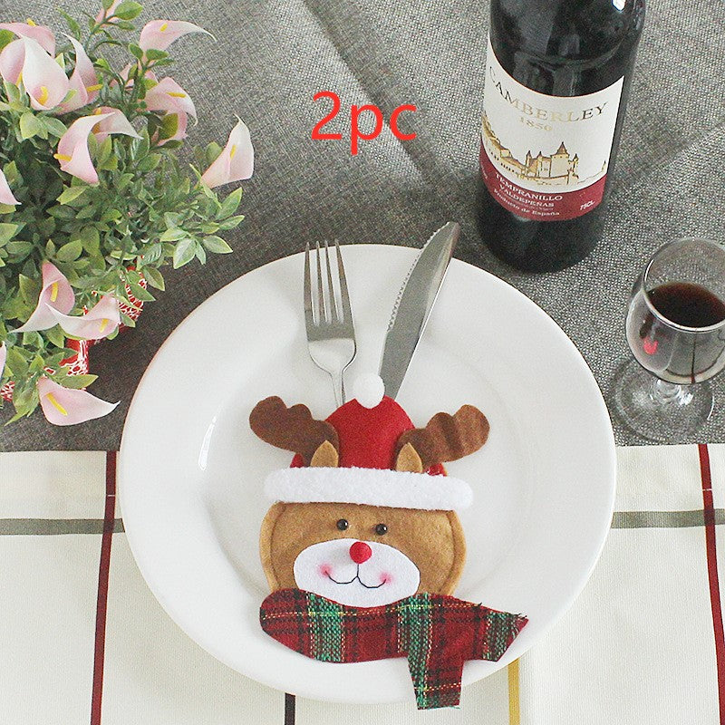 Christmas cutlery pocket in printed fabric, six piece pack option