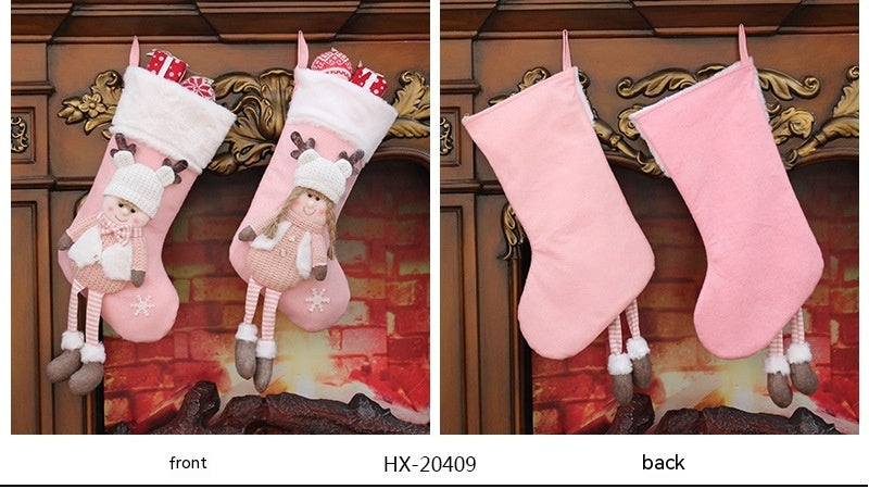 Knitted doll Christmas gift bag sized for awkwardly shaped gifts