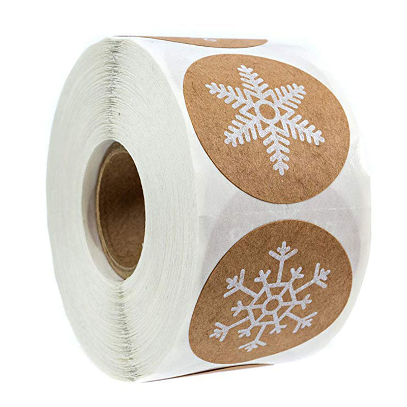 Round Christmas labels printed in color on polyethylene stock