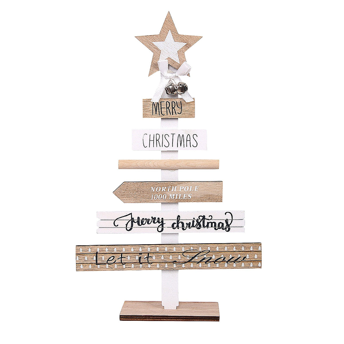 Wooden Christmas tree sign measuring 14.4 by 8.9 inches overall