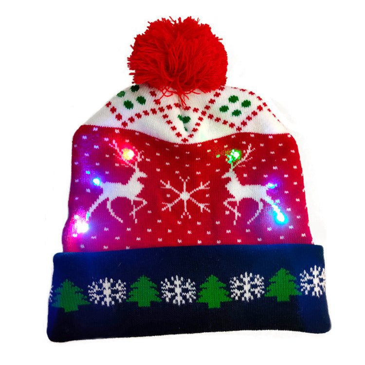 Two piece pack of knitted LED Christmas beanies in a numbered style