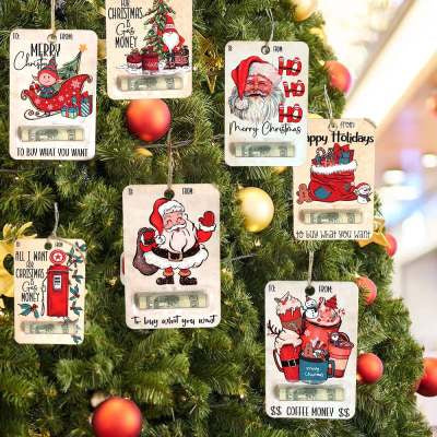 Wooden Christmas plaque available in eight printed designs, one per order