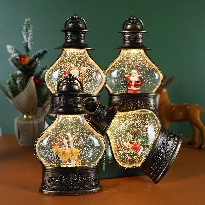 Plastic Christmas snow globe with a cartoon Santa inside the dome