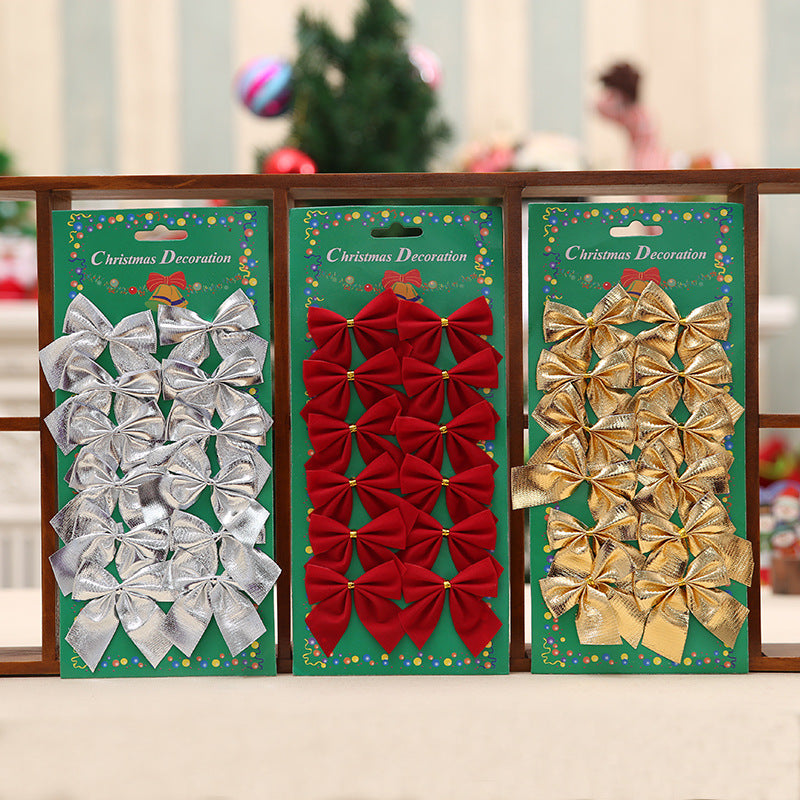 Gold polyester ribbon bow for a Christmas tree branch