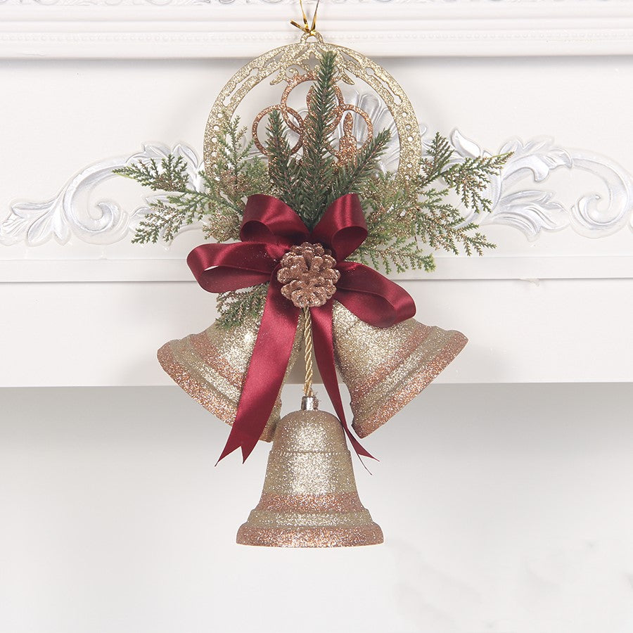 Pearlescent paper Christmas bell decoration made to hang from a hook