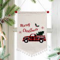 Red and black plaid Christmas tree wall flag in non-woven fabric
