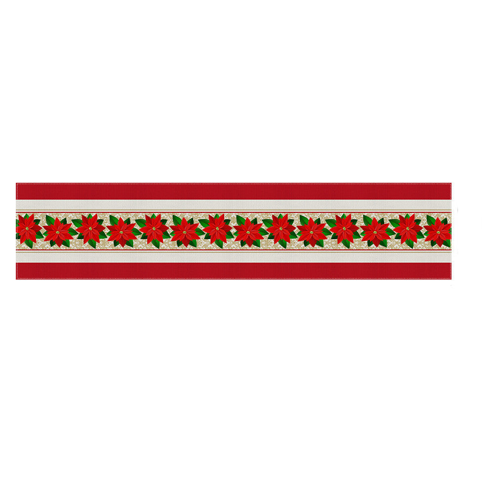 Christmas table linen cut long and narrow rather than as a full cloth