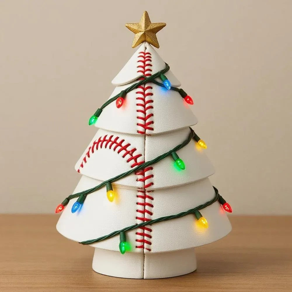 Solid resin Christmas tree figurine cast with real weight