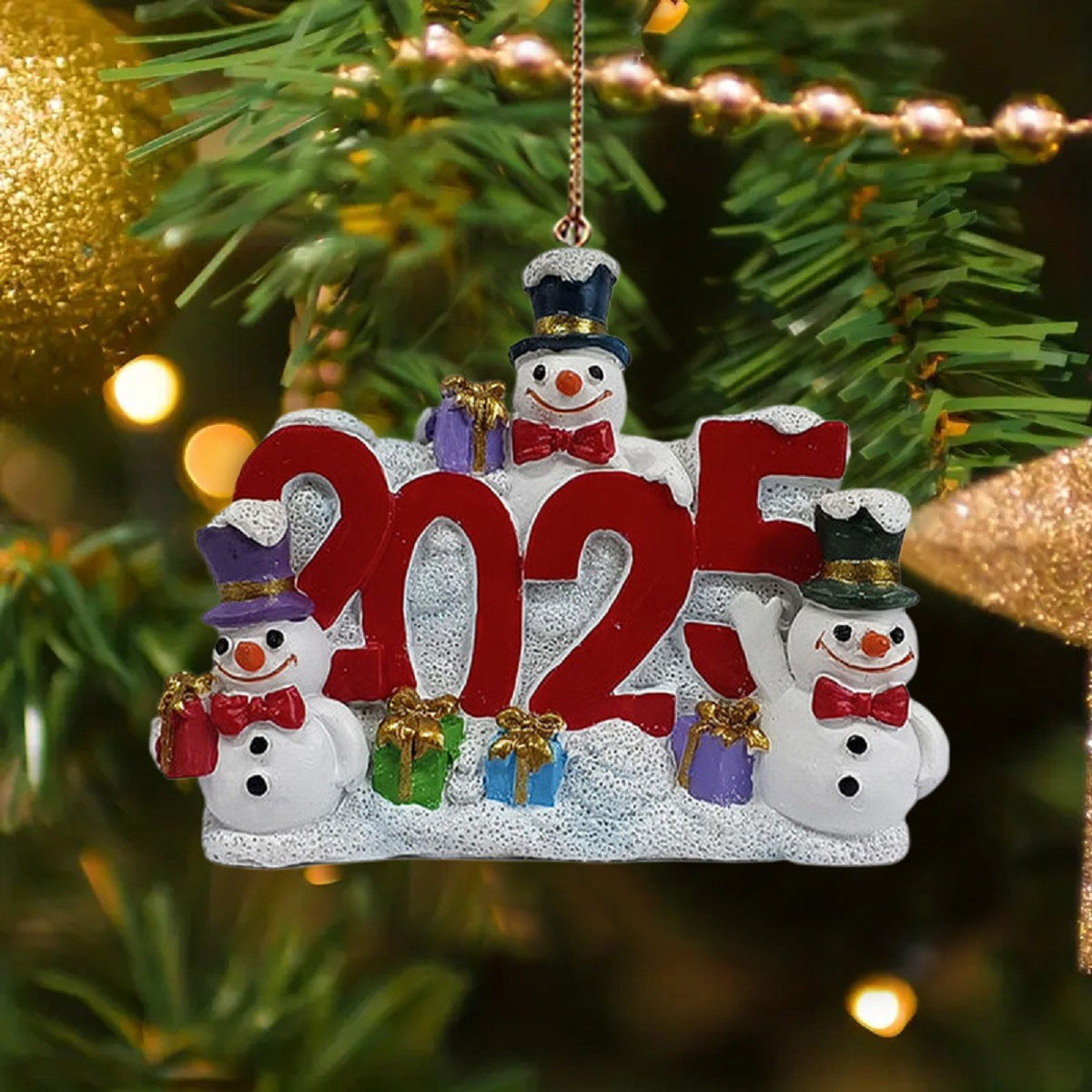 Snowball resin Christmas decoration with a rounded, friendly cartoon finish