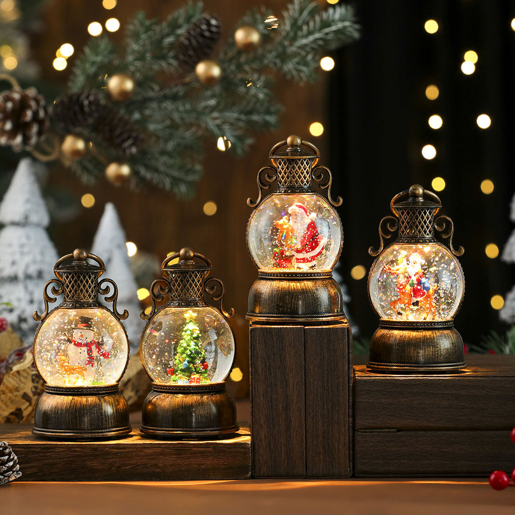 Christmas snow globe with a Santa riding a deer scene