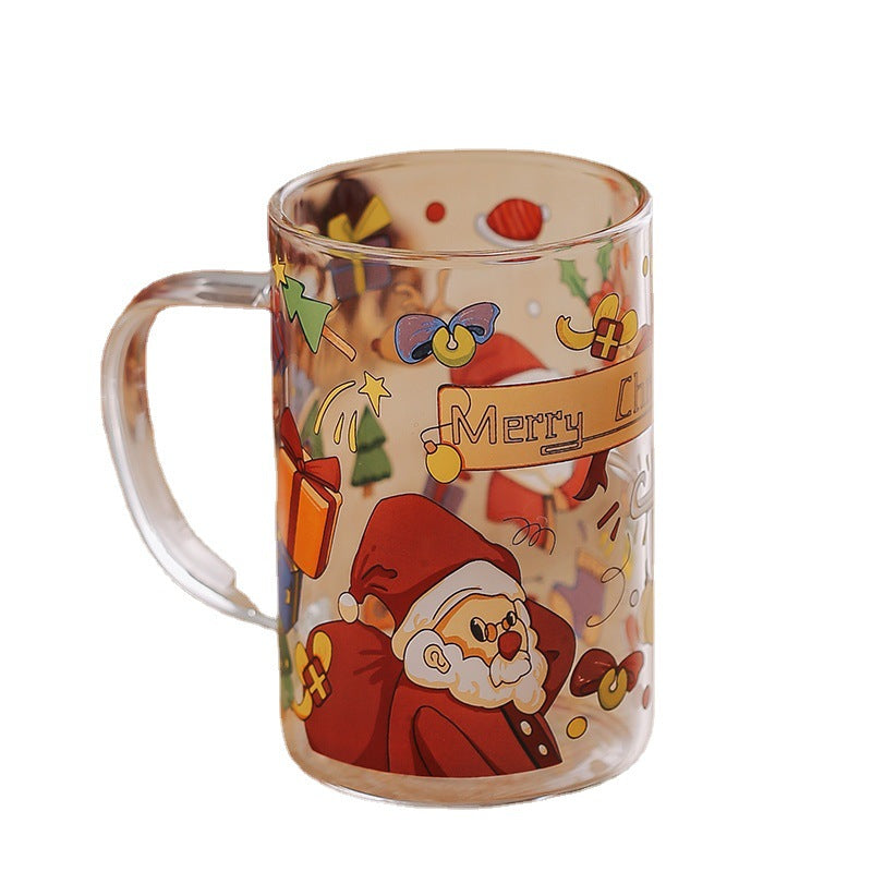 Snowman Christmas glass mug in clear glass with a molded snowman shape