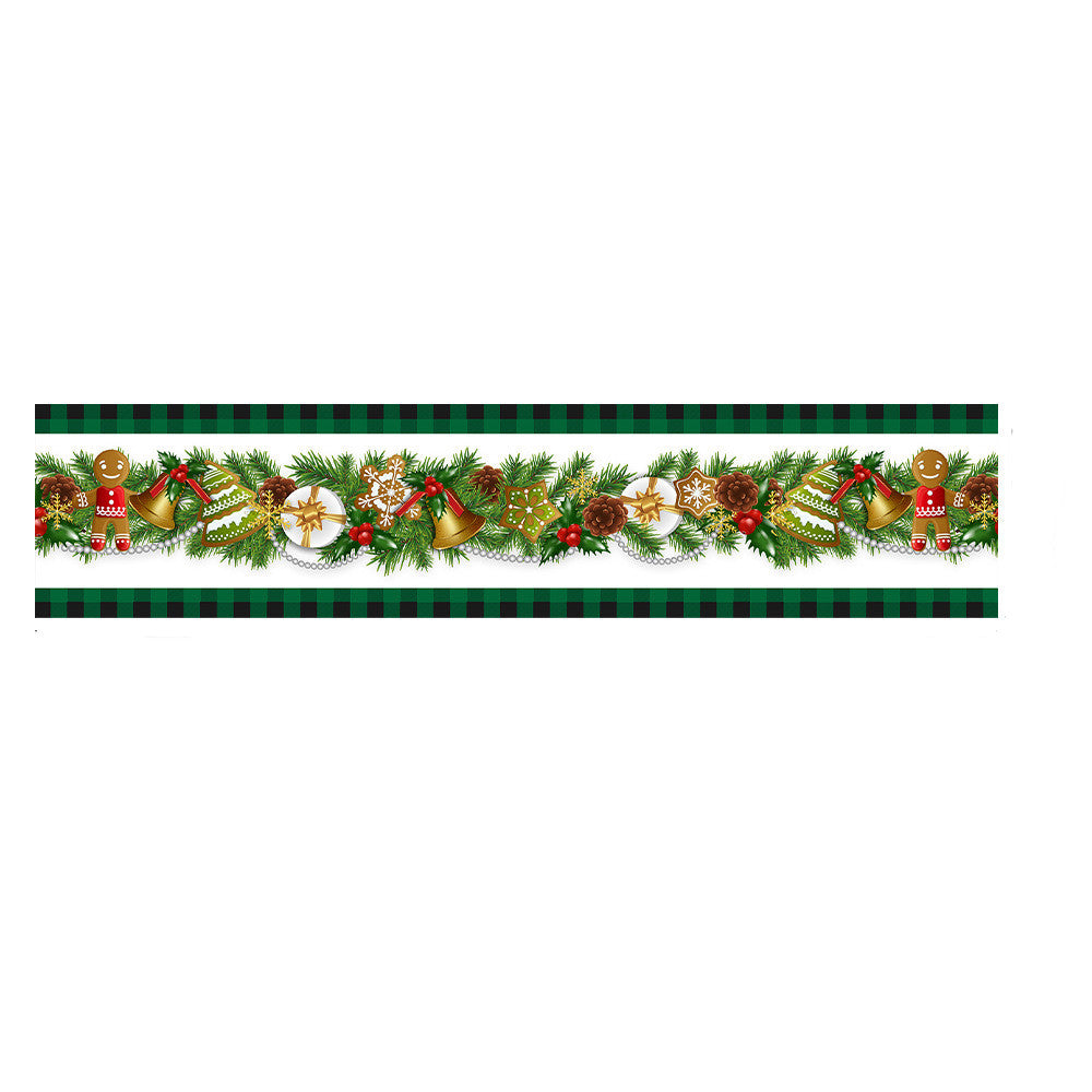 Sixth Christmas table runner design in printed polyester fabric