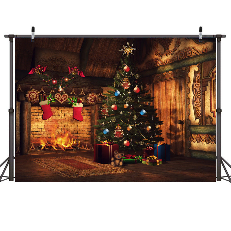 Printed fabric Christmas photo backdrop measuring 59.1 by 82.7 inches