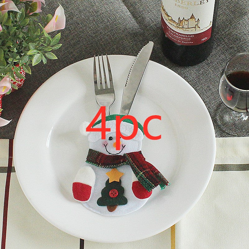 Printed fabric Christmas silverware holder for a knife and fork