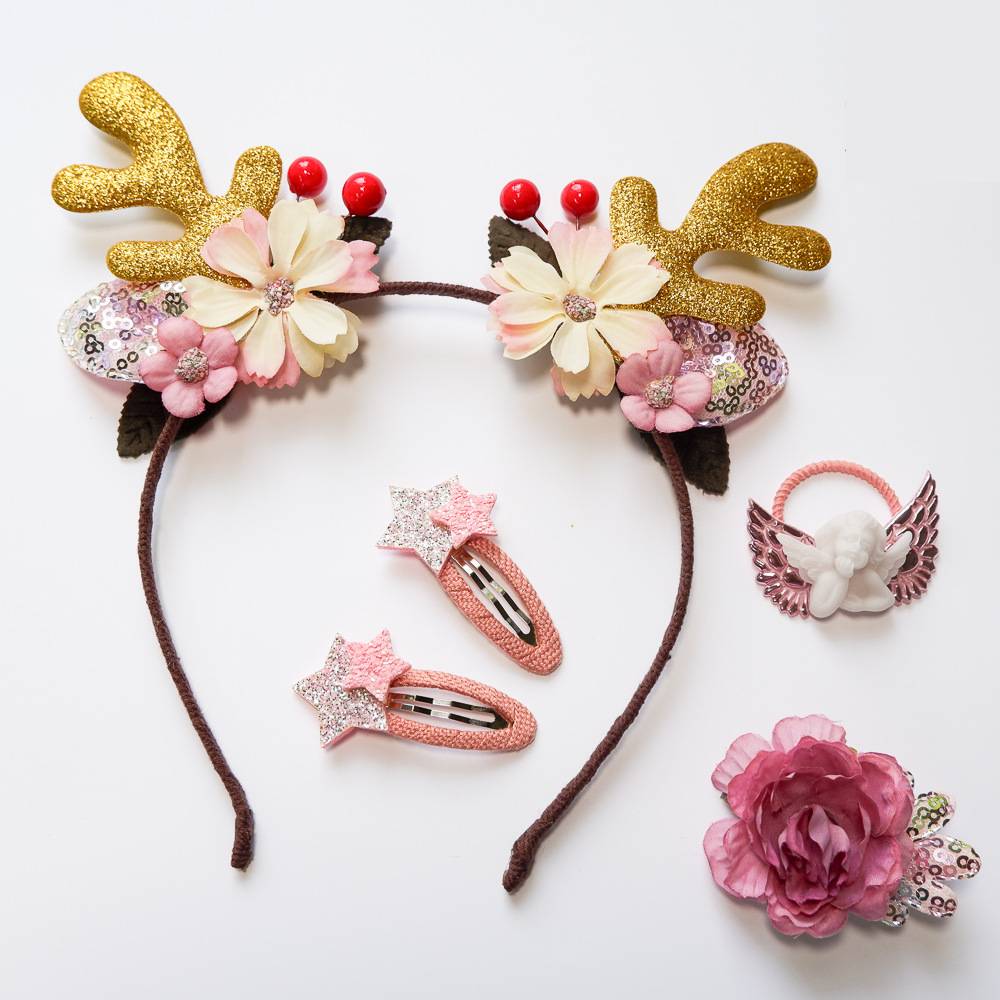 Snow white antler Christmas hair band from the same cloth range