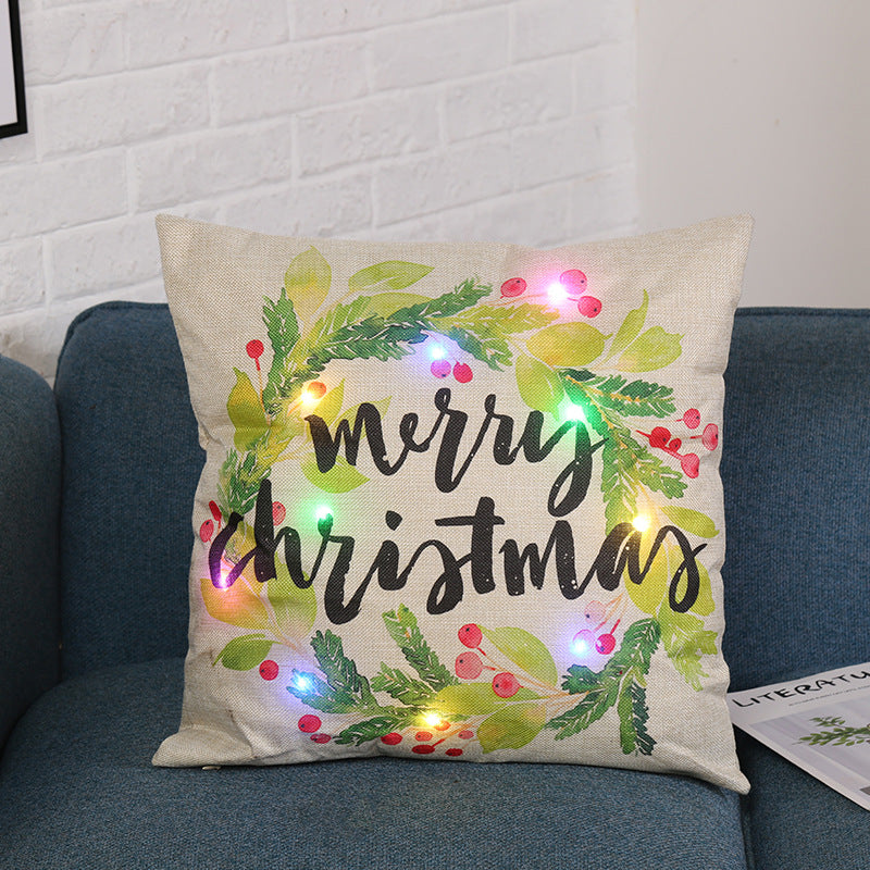 Christmas cushion cover woven from linen rather than a shiny synthetic