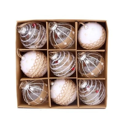 Red and white Christmas ball ornaments in the 13.8 inch set