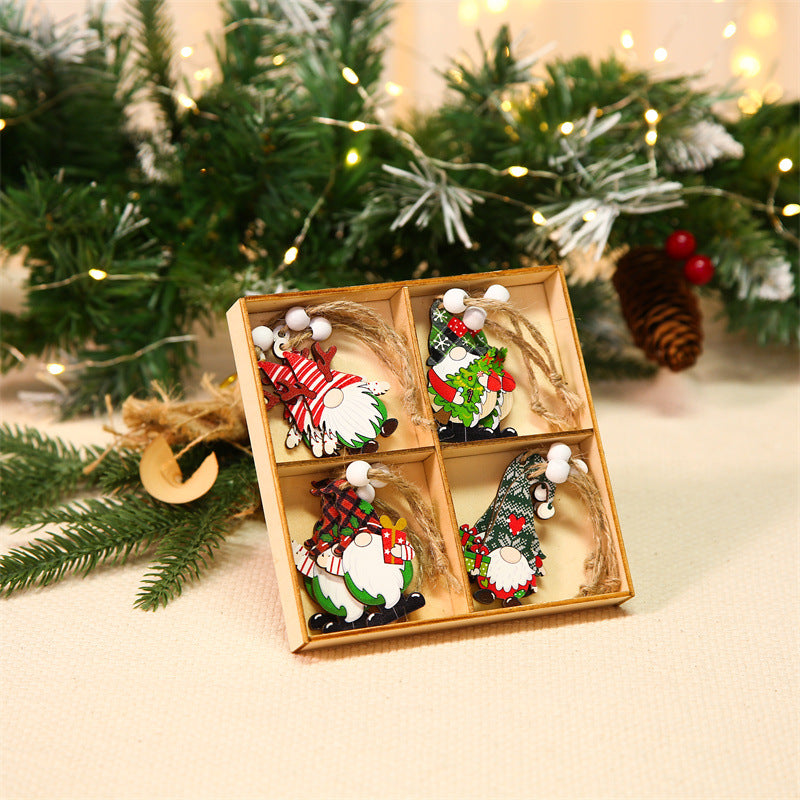 Design set 6 wooden Christmas pendants, twelve pieces to a box