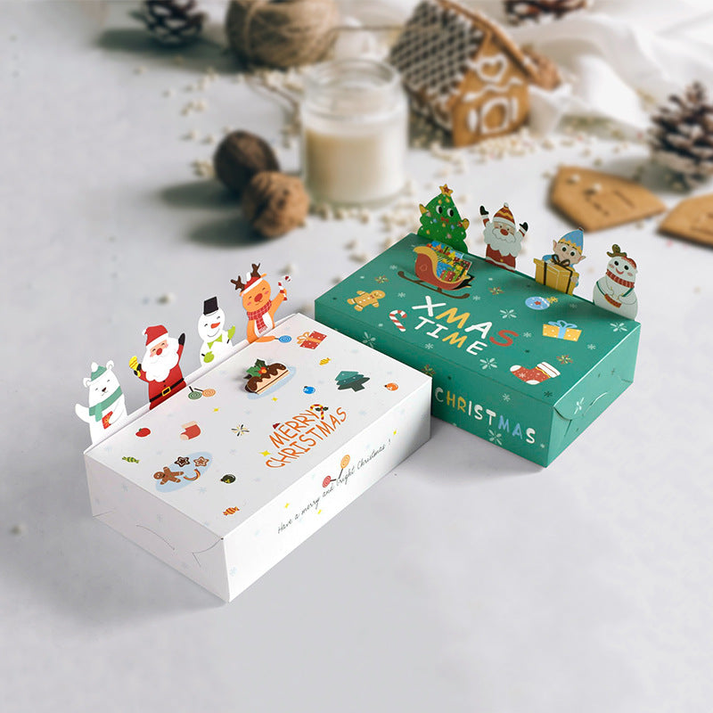 White folding Christmas gift box measuring 5.9 by 3.5 by 1.6 inches