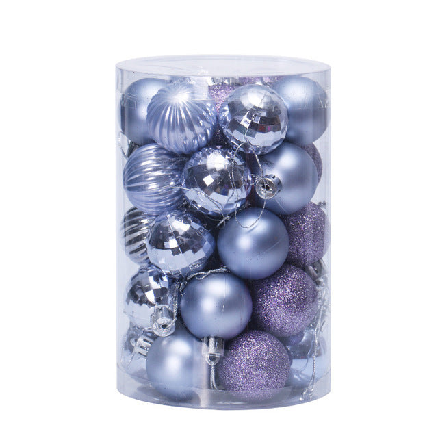 Dark purple mini Christmas ball set in electroplated plastic