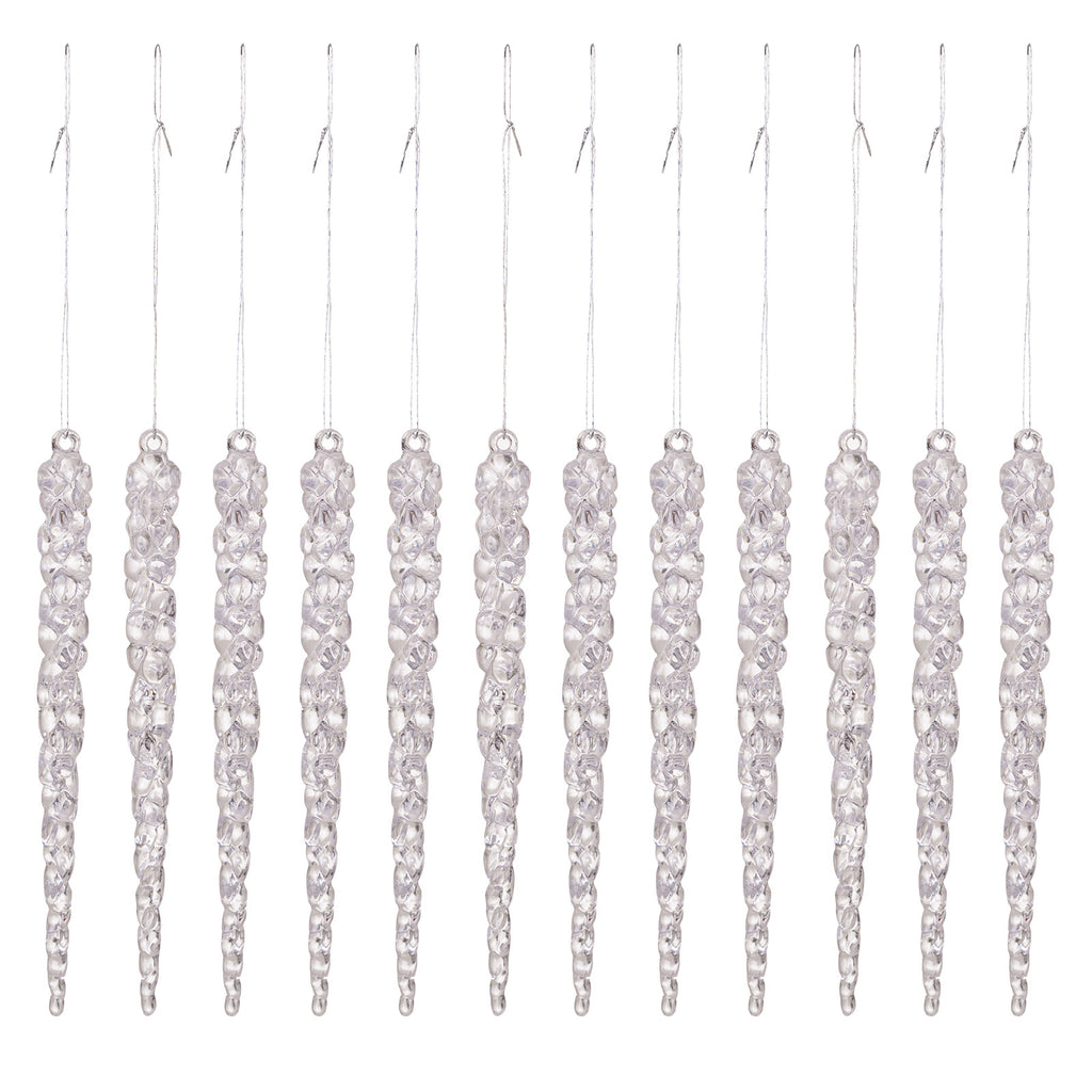 Lightweight acrylic icicle decoration for a tree branch or garland