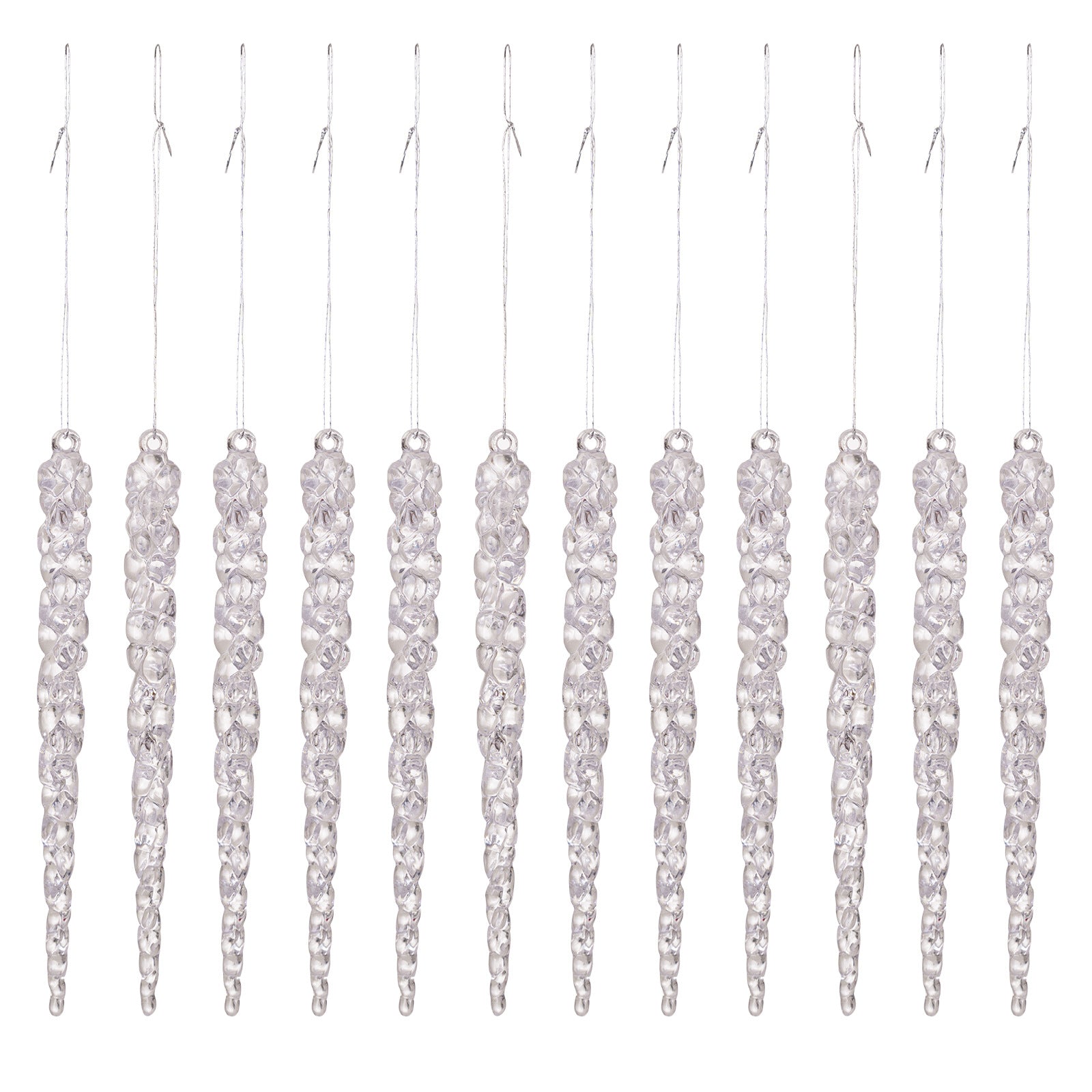Lightweight acrylic icicle decoration for a tree branch or garland