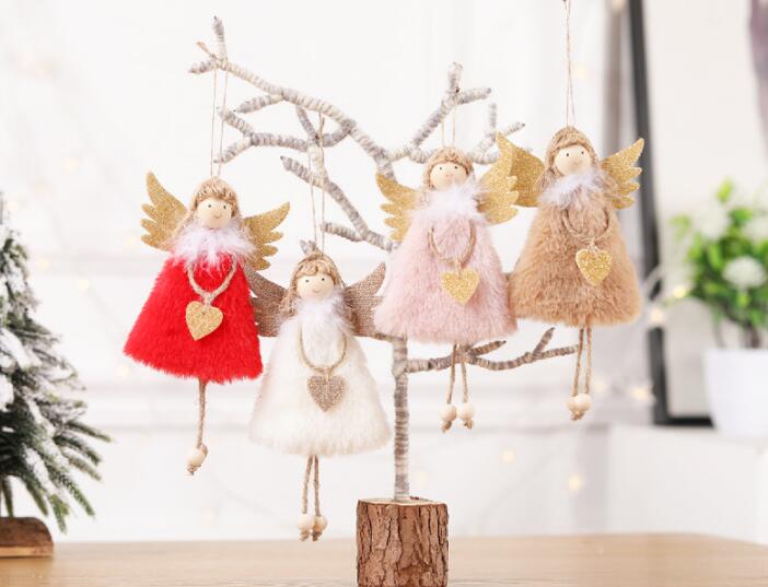 Hanging Christmas angel doll ornament, 3.9 inches wide and 6.7 inches tall