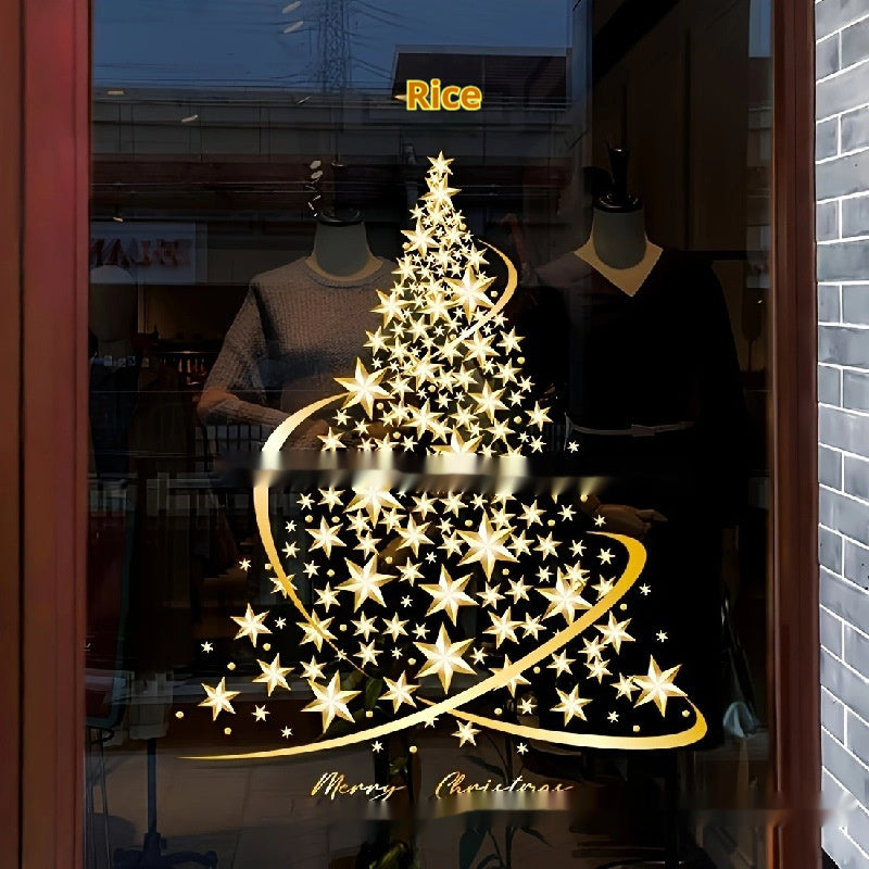 Gold snowflake Christmas tree wall sticker measuring 23.6 by 17.7 inches