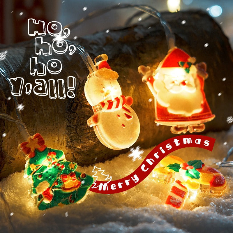 LED Christmas fairy light chain with mixed cartoon shaped lights