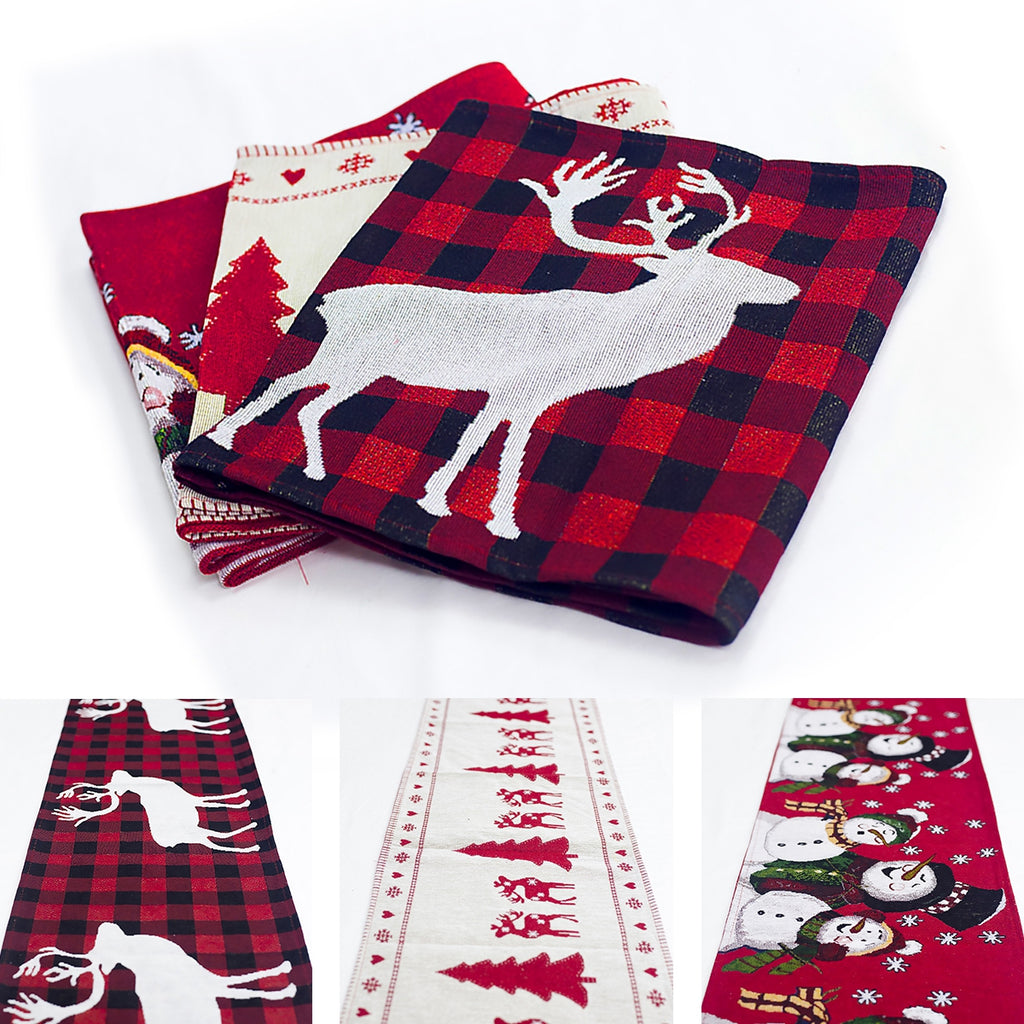 Fourth Christmas runner design in natural cotton linen fabric
