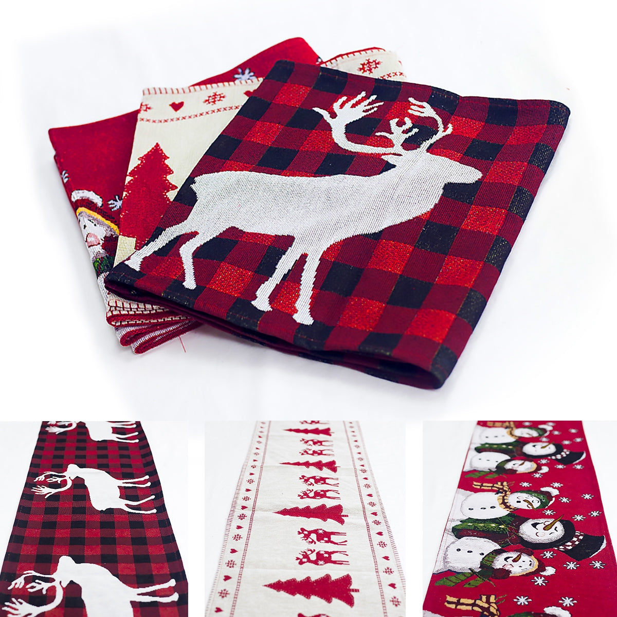 Fourth Christmas runner design in natural cotton linen fabric