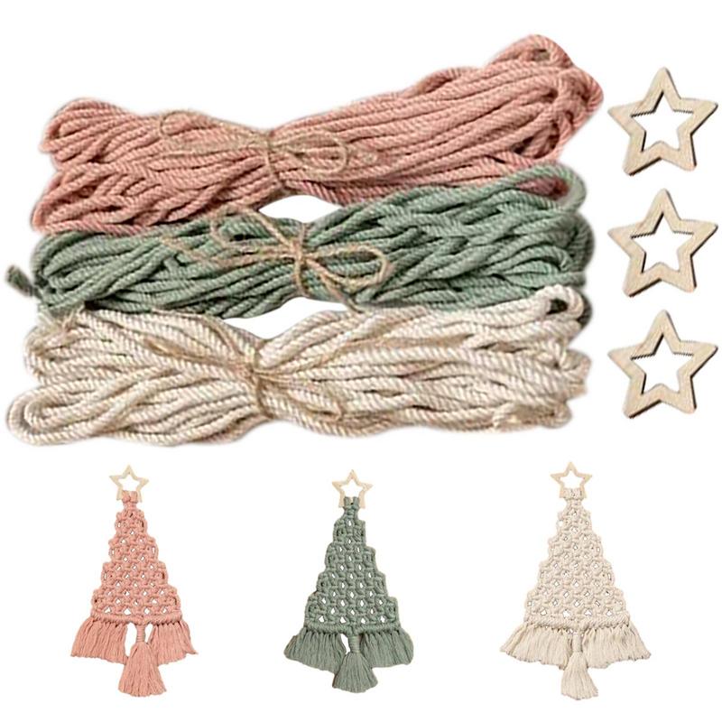 Cotton rope Christmas tree that hangs on a branch or a parcel