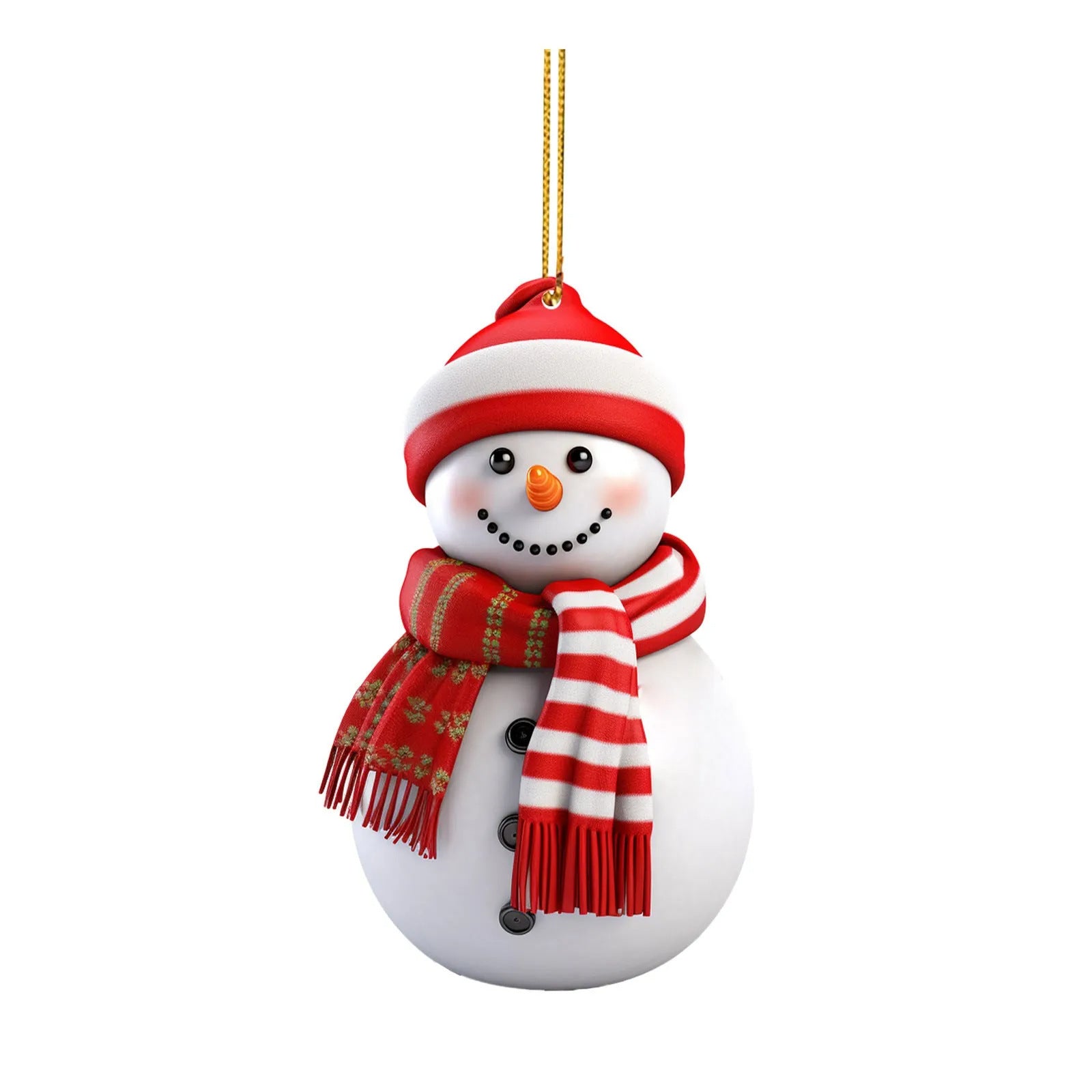 Lightweight white snowman decoration for a tree branch or garland