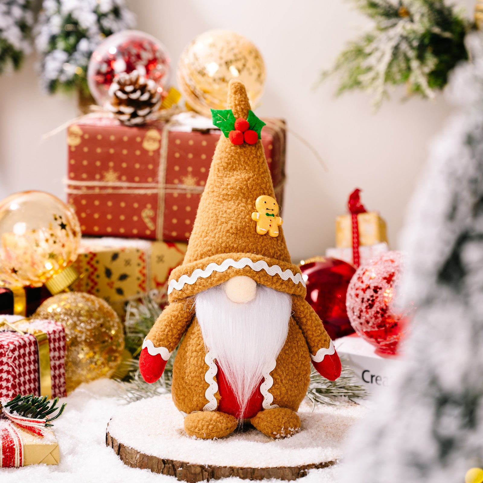 Khaki Man and Khaki Woman designs of the faceless Christmas doll