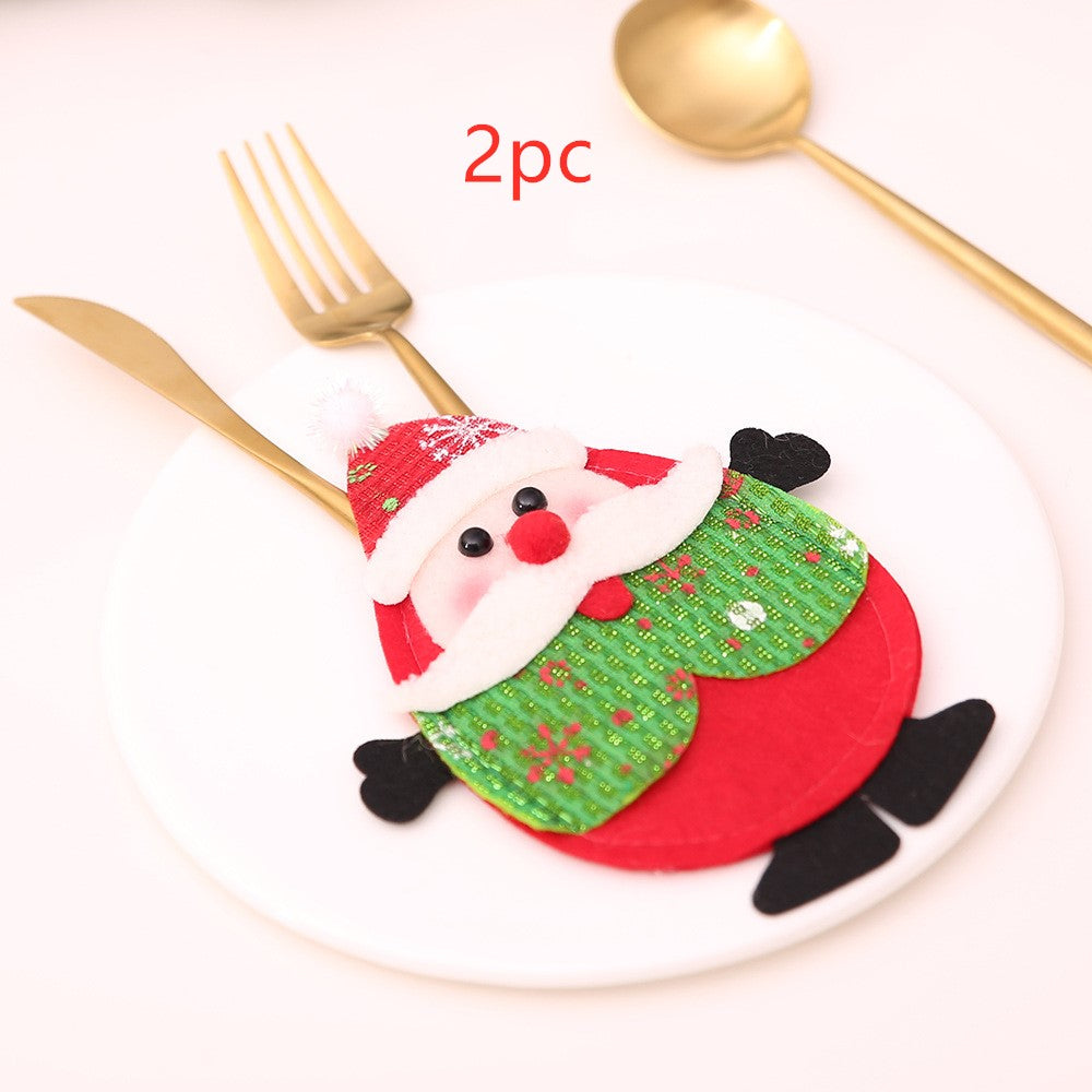 Fabric silverware holder printed for Christmas, one of sixteen designs