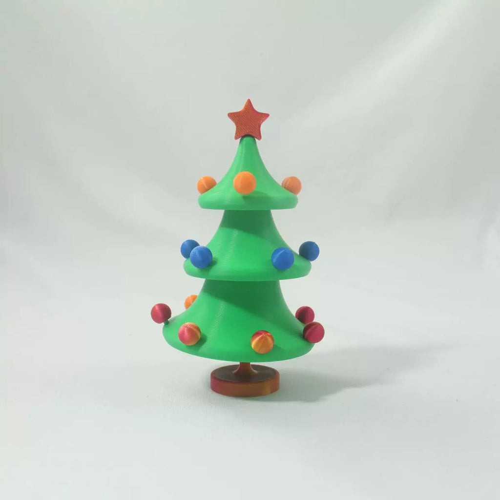 3D printed articulated Christmas tree fidget toy with linked bending segments