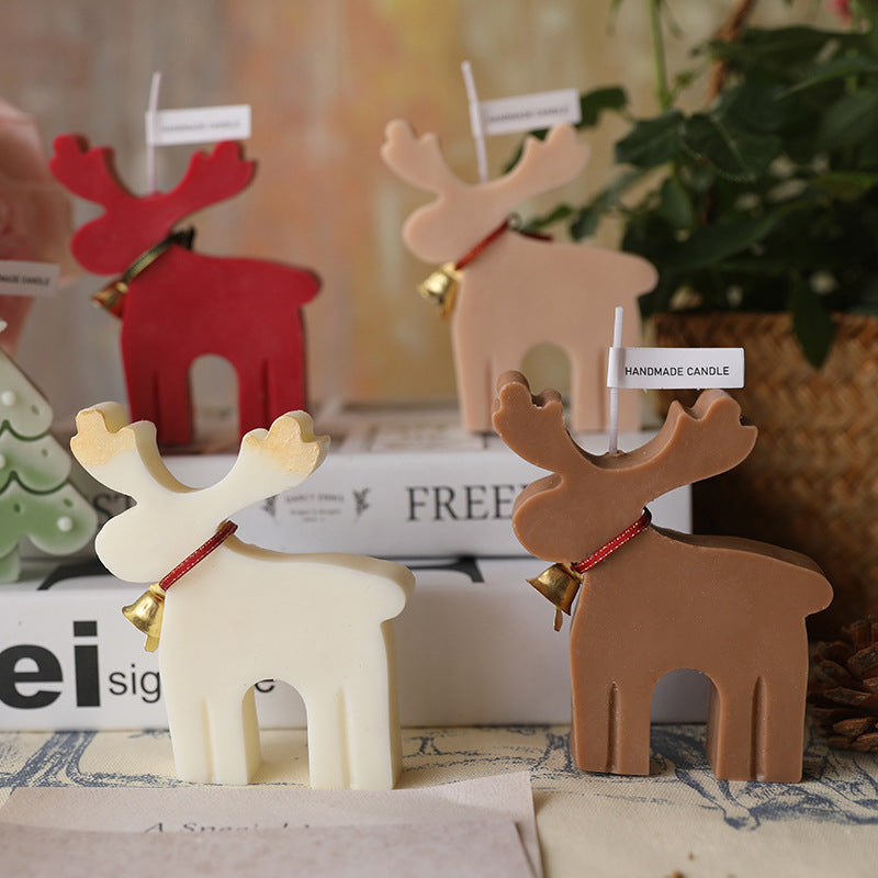Milk tea colored reindeer candle from the five color range