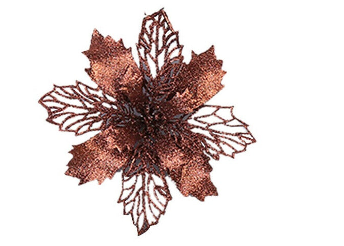 Coffee colored glitter Christmas wreath measuring 6.3 inches across