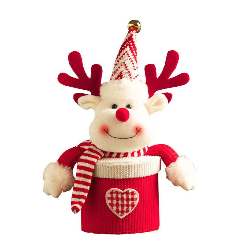 Snowman design Christmas gift bag in knitted flannel over cellucotton