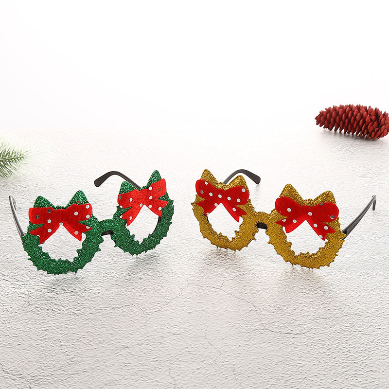 Wreath with butterflies design Christmas novelty glasses frame