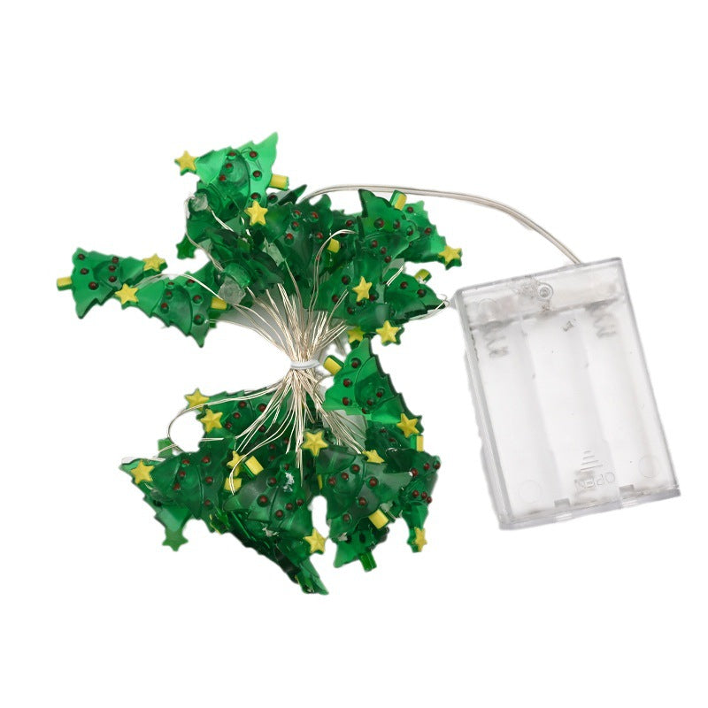 Each lamp on the chain is molded into a small Christmas tree shape