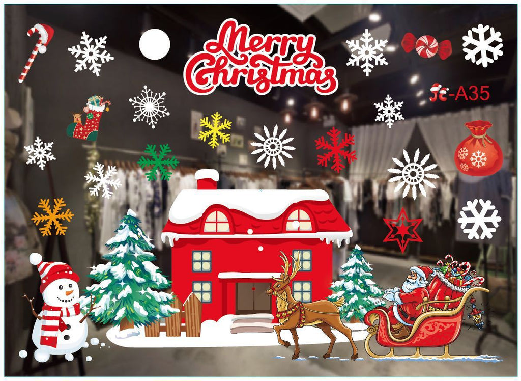 Christmas window cling cut from PVC film, sheet 19.7 by 13.9 inches