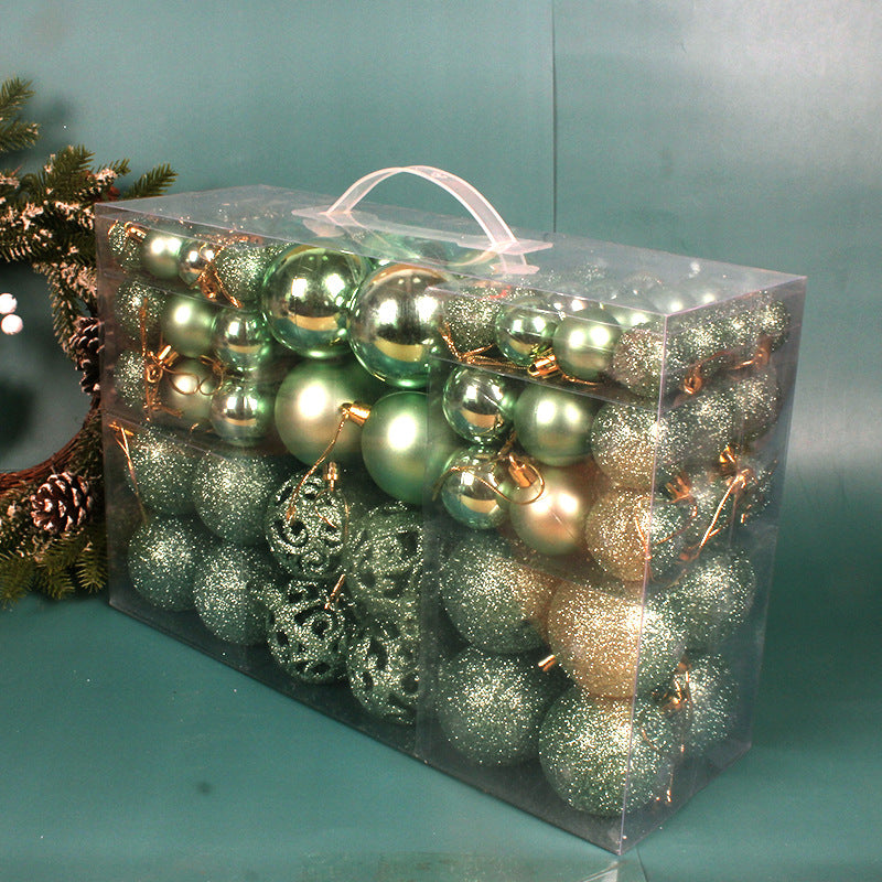 Rose gold Christmas baubles, one of the metallic colorways offered