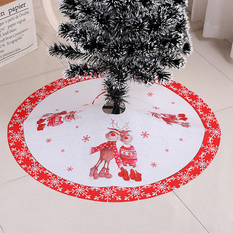 Christmas tree skirt mat that collects dropped needles and glitter through December