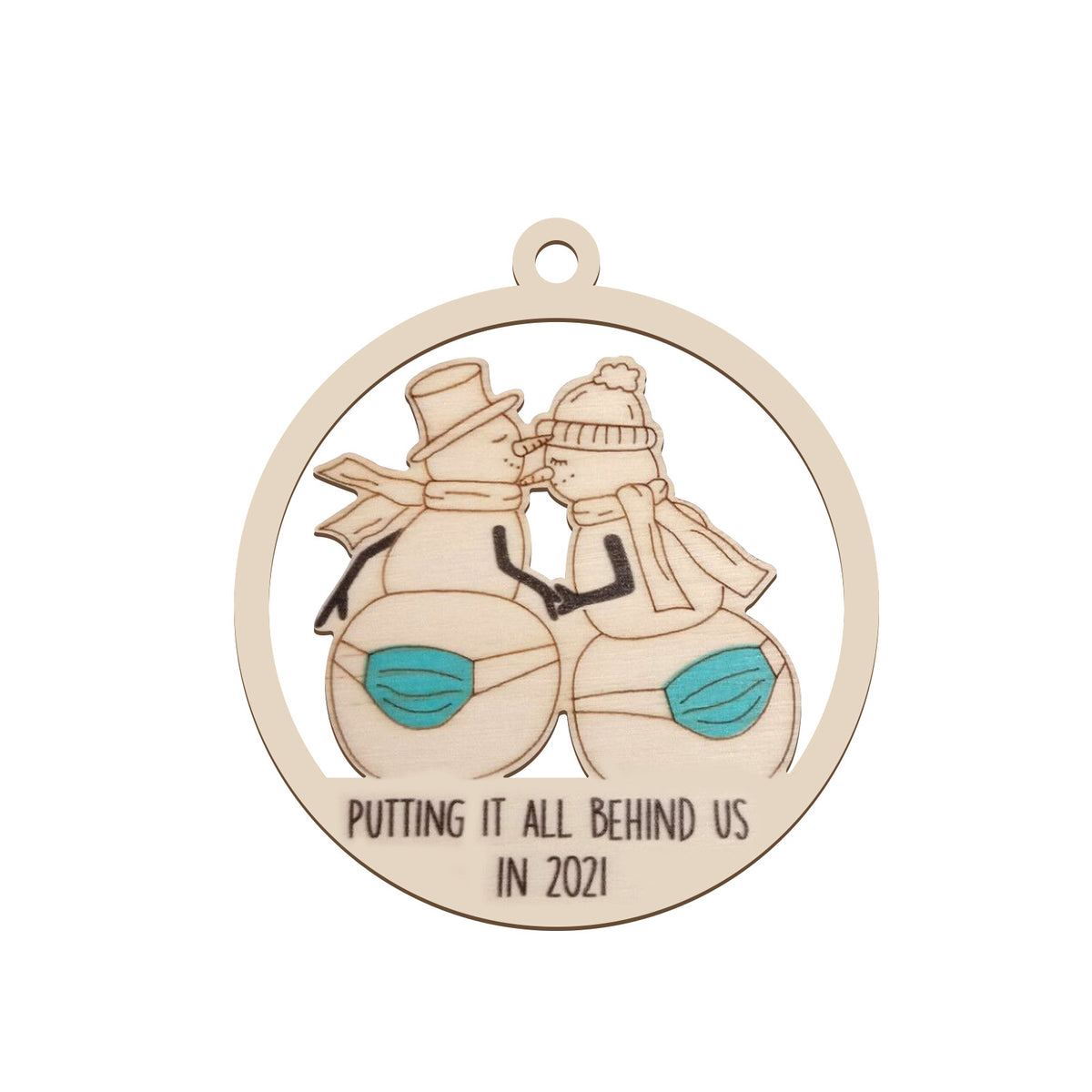Cut-out pattern design, one of four wooden tree ornament designs
