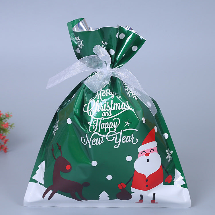 Gold foil Christmas gift bag with a top that closes and reopens